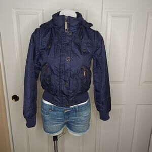 Vintage Online Y2K-style 2 in 1 cropped utility bomber vest jacket sz S